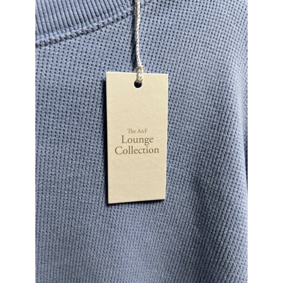 Abercrombie & Fitch Long-Sleeve Oversized Waffle Lounge Tee NWT S/M Periwinkle - Picture 2 of 5
